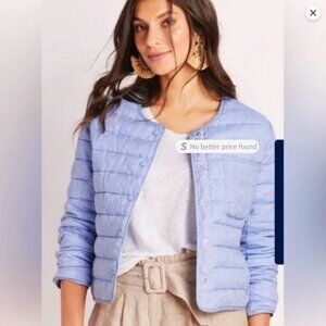 Vineyard Vines Light Blue Jake Linen Puffer Snap Button Jacket Women's Size XS